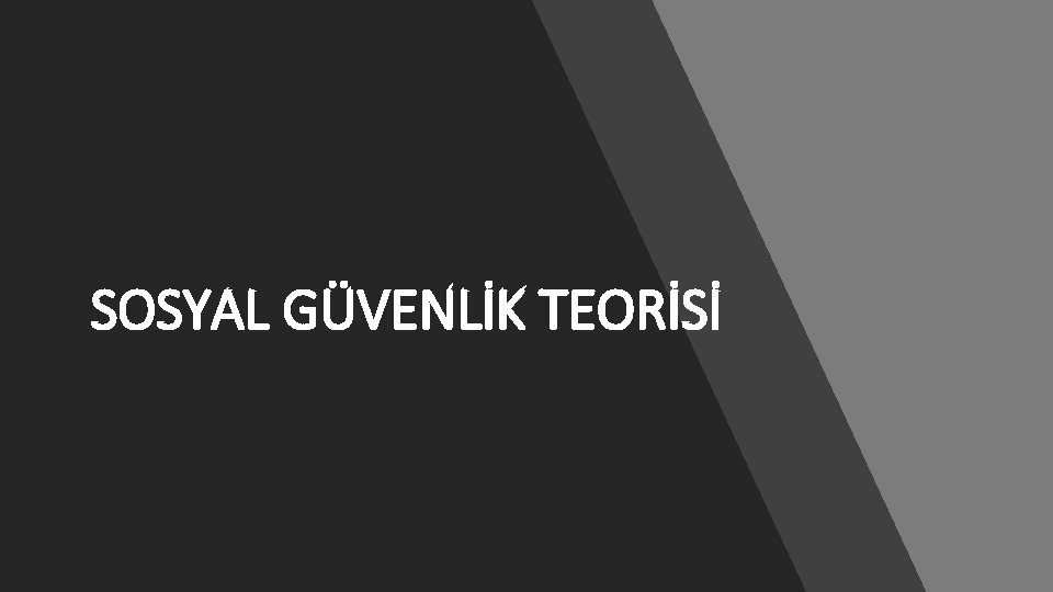SOSYAL GÜVENLİK TEORİSİ 