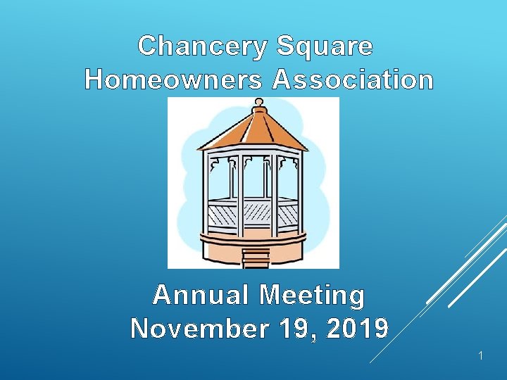 Chancery Square Homeowners Association Annual Meeting November 19, 2019 1 