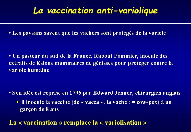 La vaccination anti-variolique • Les paysans savent que les vachers sont protégés de la