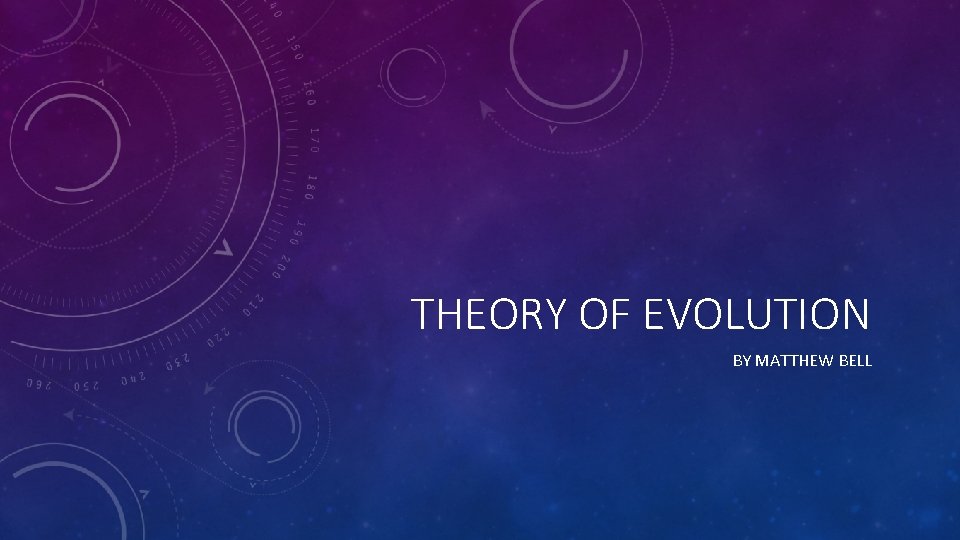 THEORY OF EVOLUTION BY MATTHEW BELL 