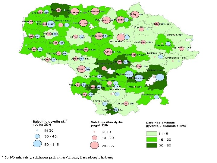 * 50 -145 intervale yra didžiausi paukštynai Vilniaus, Kaišiadorių, Elektrėnų. 