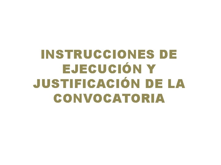 INSTRUCCIONES DE EJECUCIÓN Y JUSTIFICACIÓN DE LA CONVOCATORIA 