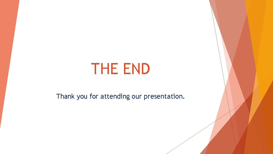 THE END Thank you for attending our presentation. 