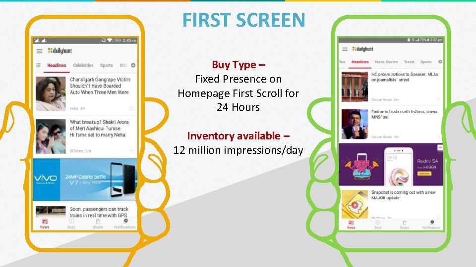 FIRST SCREEN Buy Type – Fixed Presence on Homepage First Scroll for 24 Hours