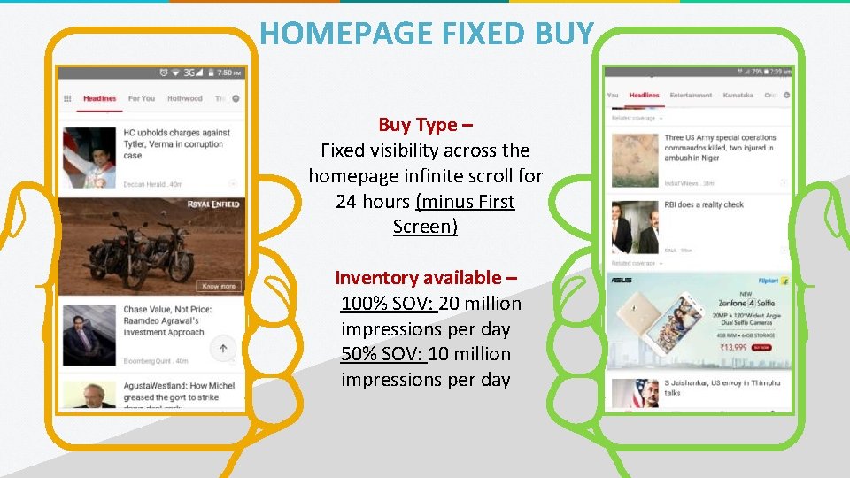 HOMEPAGE FIXED BUY Buy Type – Fixed visibility across the homepage infinite scroll for