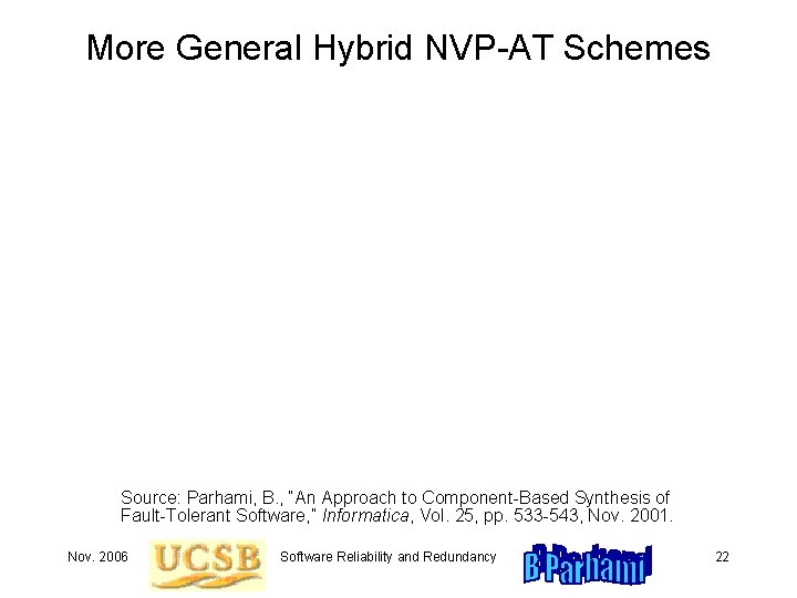 More General Hybrid NVP-AT Schemes Source: Parhami, B. , “An Approach to Component-Based Synthesis More General Hybrid NVP-AT Schemes Source: Parhami, B. , “An Approach to Component-Based Synthesis