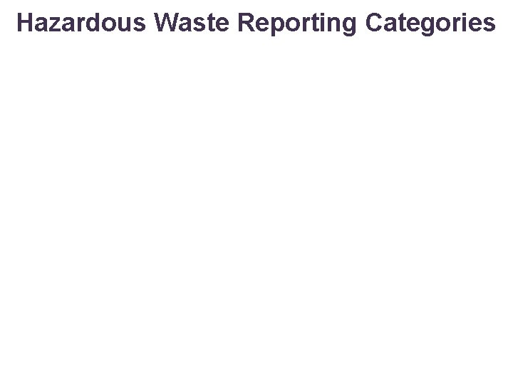 Hazardous Waste Reporting Categories 