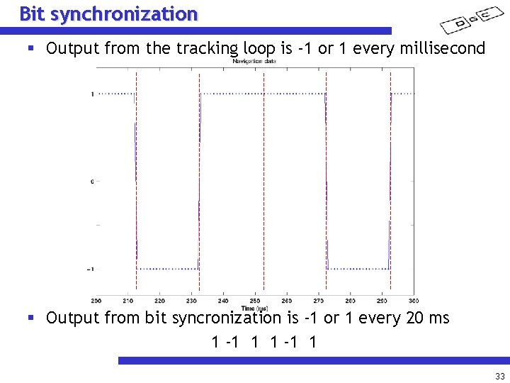 Bit synchronization § Output from the tracking loop is -1 or 1 every millisecond