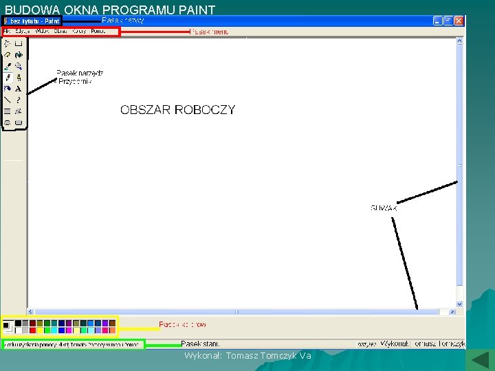 BUDOWA OKNA PROGRAMU PAINT Wykonał: Tomasz Tomczyk Va 