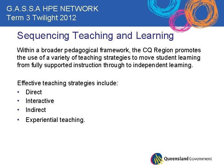 G. A. S. S. A HPE NETWORK Term 3 Twilight 2012 Sequencing Teaching and