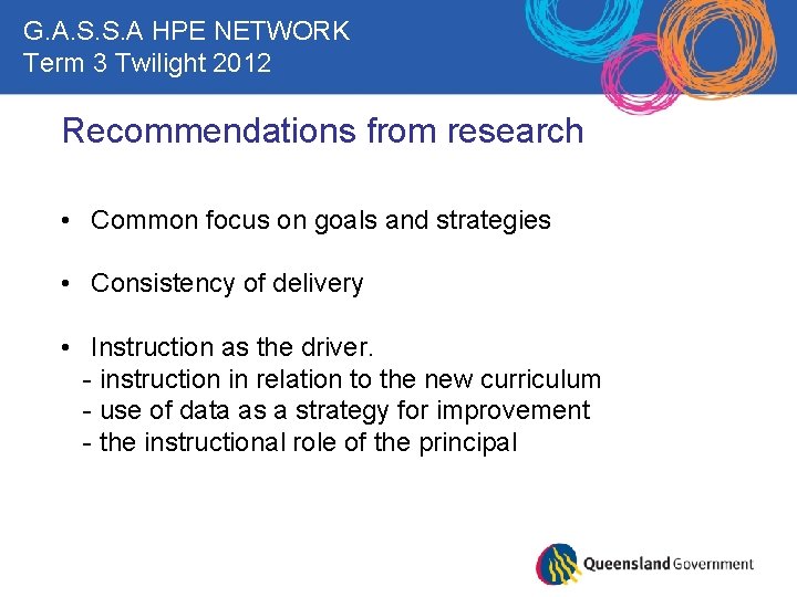 G. A. S. S. A HPE NETWORK Term 3 Twilight 2012 Recommendations from research