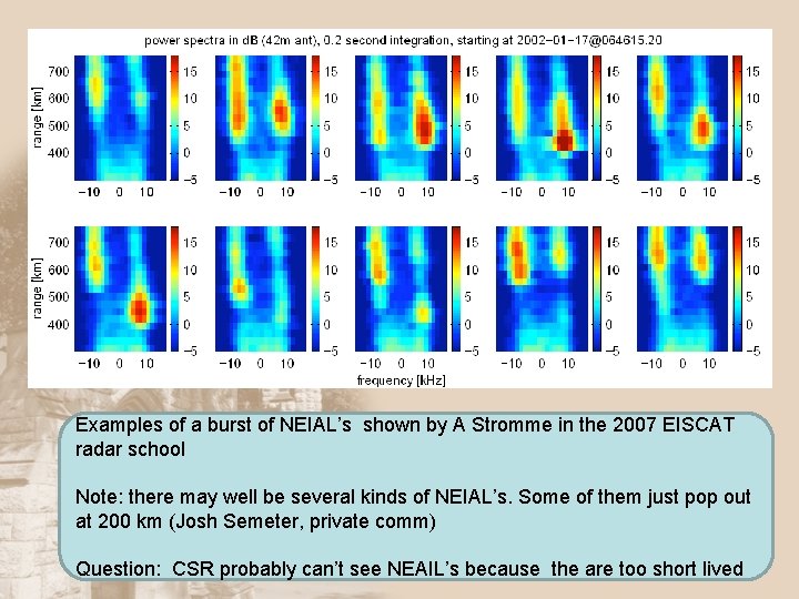 Examples of a burst of NEIAL’s shown by A Stromme in the 2007 EISCAT