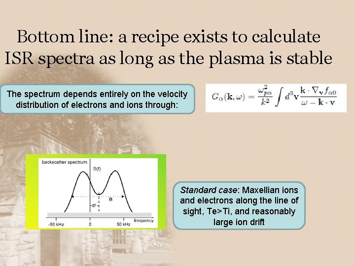 Bottom line: a recipe exists to calculate ISR spectra as long as the plasma