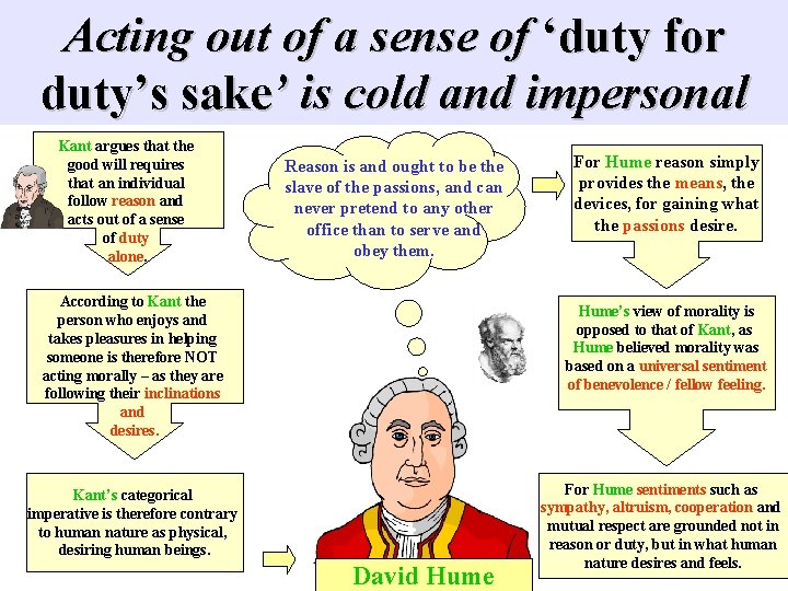 Acting out of a sense of ‘duty for duty’s sake’ is cold and impersonal Acting out of a sense of ‘duty for duty’s sake’ is cold and impersonal