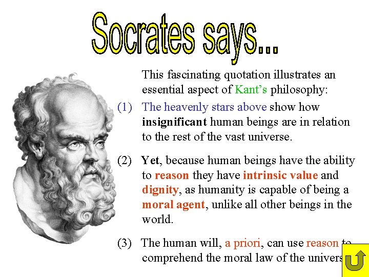 This fascinating quotation illustrates an essential aspect of Kant’s philosophy: (1) The heavenly This fascinating quotation illustrates an essential aspect of Kant’s philosophy: (1) The heavenly