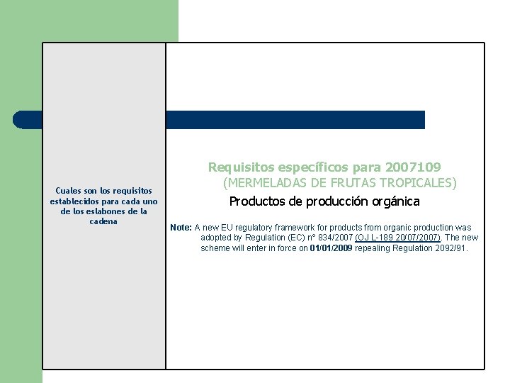 Cuales son los requisitos establecidos para cada uno de los eslabones de la cadena