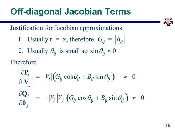 Off-diagonal Jacobian Terms 18 