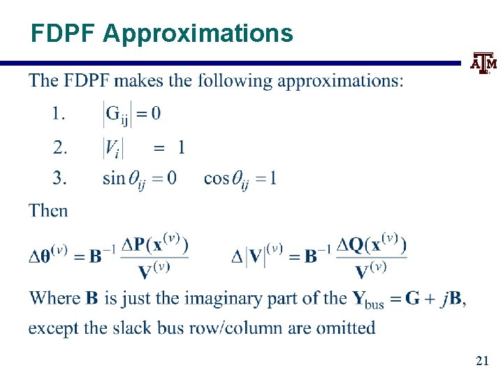 FDPF Approximations 21 