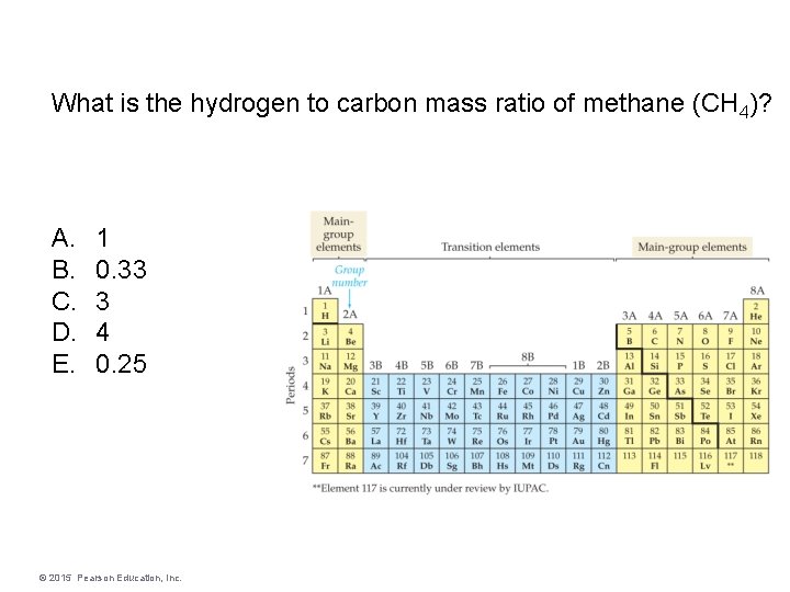 What is the hydrogen to carbon mass ratio of methane (CH 4)? A. B.
