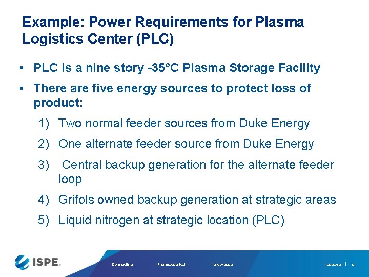 Example: Power Requirements for Plasma Logistics Center (PLC) • PLC is a nine story