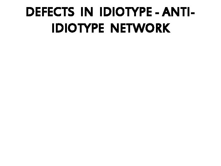 DEFECTS IN IDIOTYPE - ANTIIDIOTYPE NETWORK 