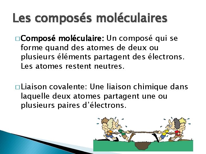 Les composés moléculaires � Composé moléculaire: Un composé qui se forme quand des atomes Les composés moléculaires � Composé moléculaire: Un composé qui se forme quand des atomes