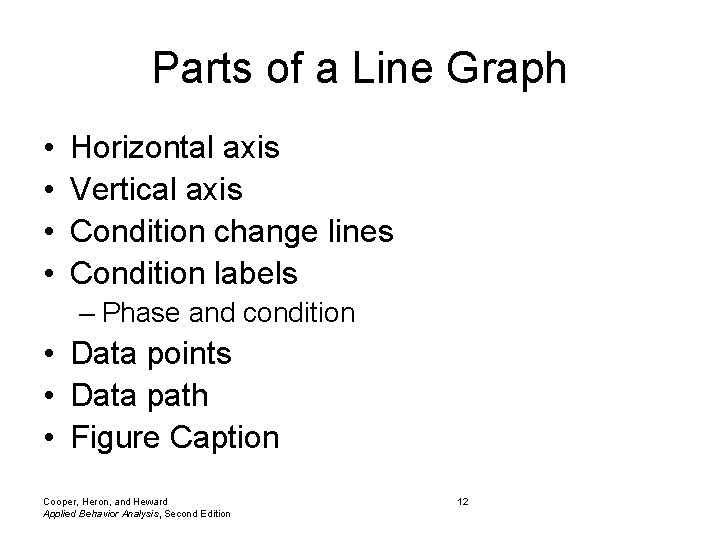 Parts of a Line Graph • • Horizontal axis Vertical axis Condition change lines