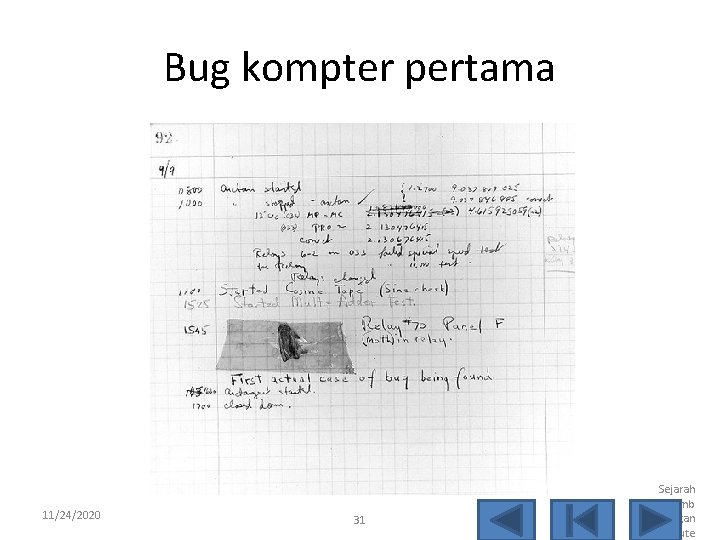 Bug kompter pertama 11/24/2020 31 Sejarah Perkemb angan Kompute 