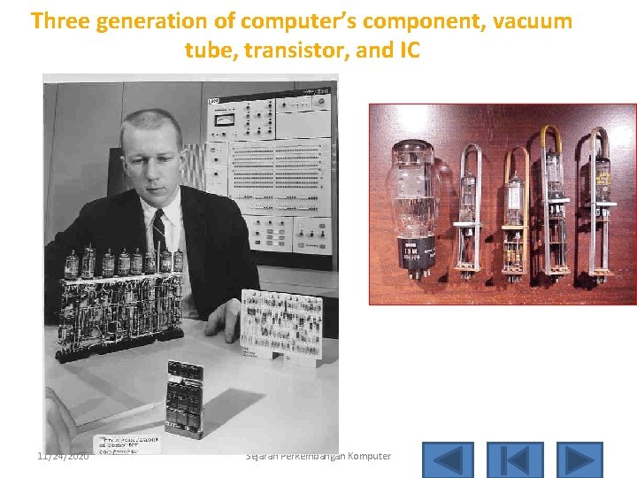 Three generation of computer’s component, vacuum tube, transistor, and IC 11/24/2020 Sejarah Perkembangan Komputer