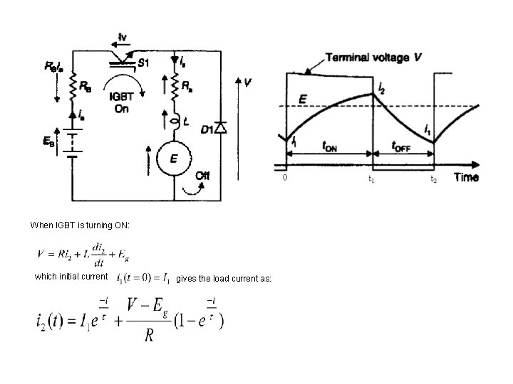 When IGBT is turning ON: which initial current gives the load current as: 