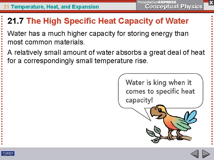 21 Temperature, Heat, and Expansion 21. 7 The High Specific Heat Capacity of Water