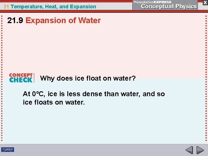 21 Temperature, Heat, and Expansion 21. 9 Expansion of Water Why does ice float