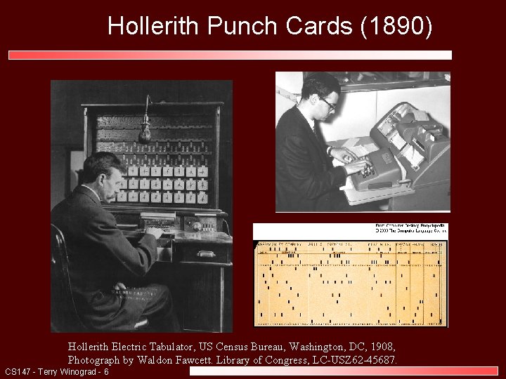 Hollerith Punch Cards (1890) Hollerith Electric Tabulator, US Census Bureau, Washington, DC, 1908, Photograph
