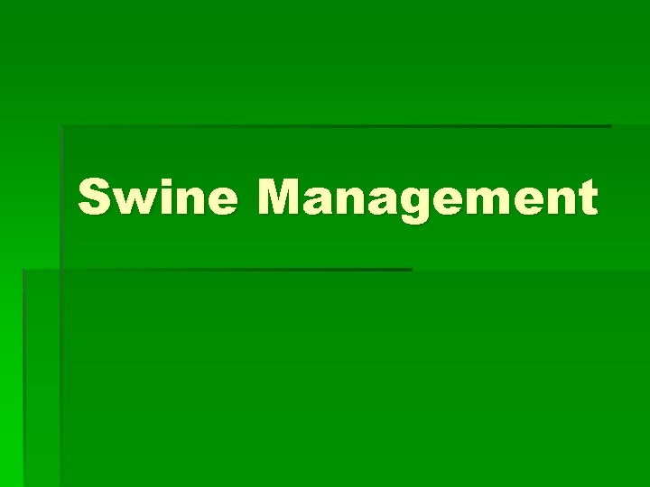 Swine Management 