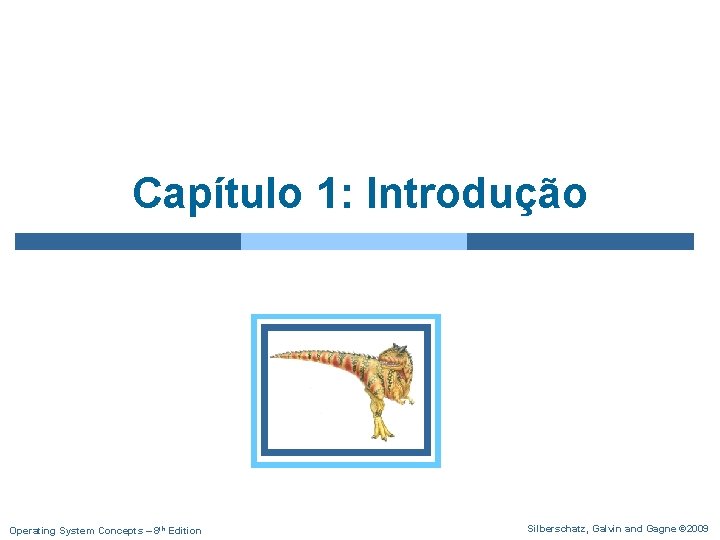 Capítulo 1: Introdução Operating System Concepts – 8 th Edition Silberschatz, Galvin and Gagne