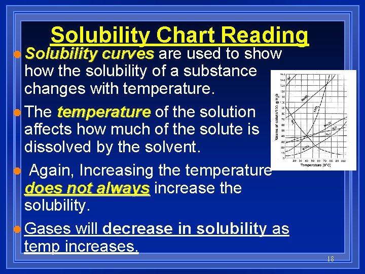 Solubility Chart Reading l Solubility curves are used to show the solubility of a