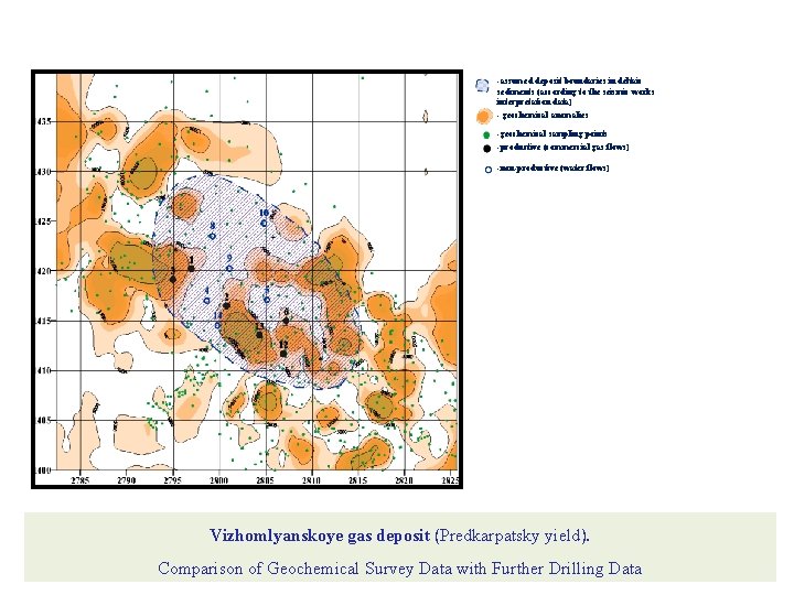 -assumed deposit boundaries in deltaic sediments (according to the seismic works interpretation data) -