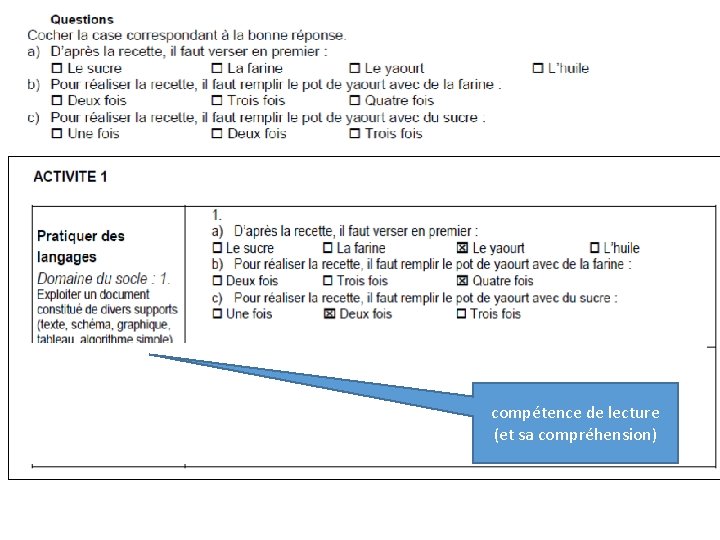 compétence de lecture (et sa compréhension) 
