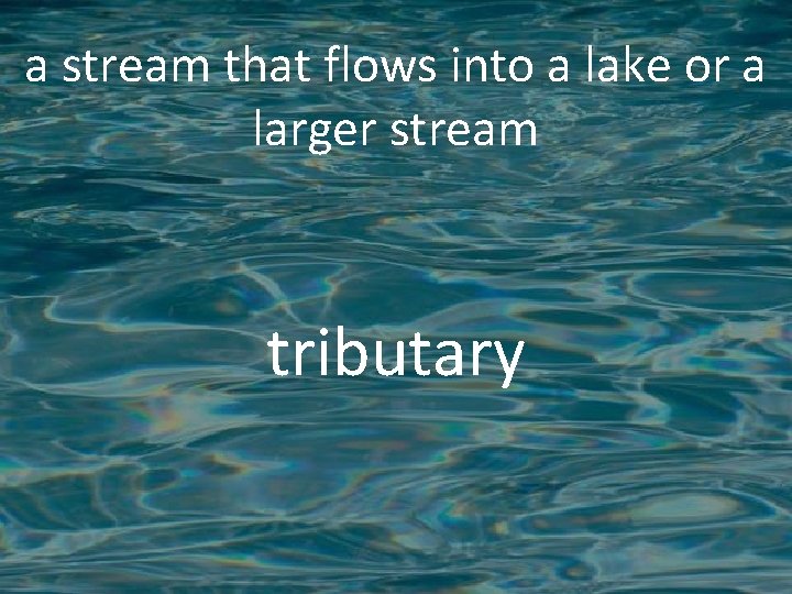 a stream that flows into a lake or a larger stream tributary 