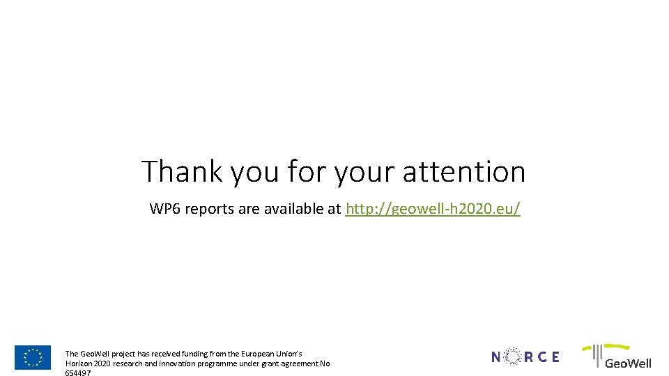 Thank you for your attention WP 6 reports are available at http: //geowell-h 2020.