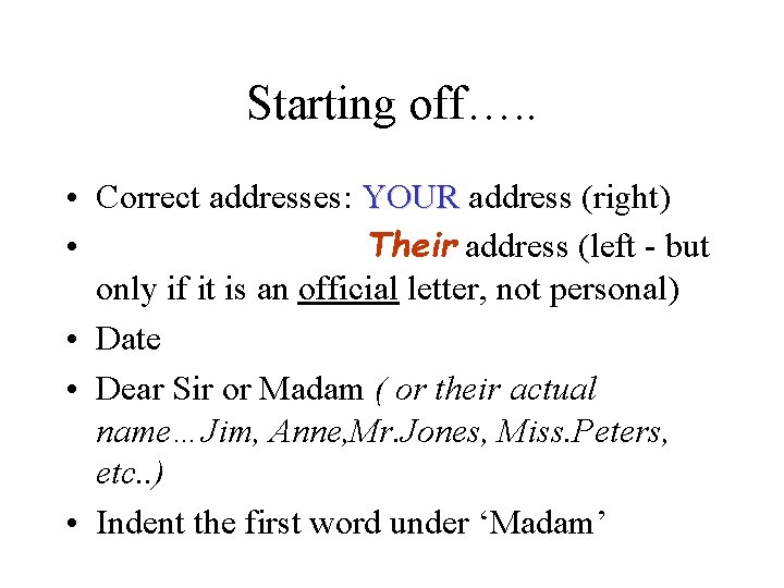A starting letter off How to