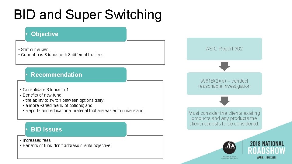 BID and Super Switching • Objective • Sort out super • Current has 3