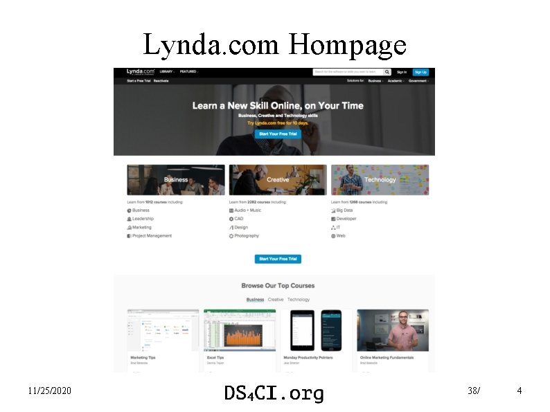 Lynda. com Hompage 11/25/2020 38/ 4 
