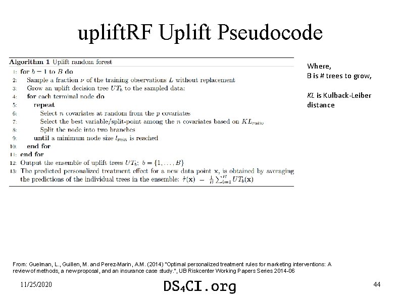 uplift. RF Uplift Pseudocode Where, B is # trees to grow, KL is Kulback-Leiber