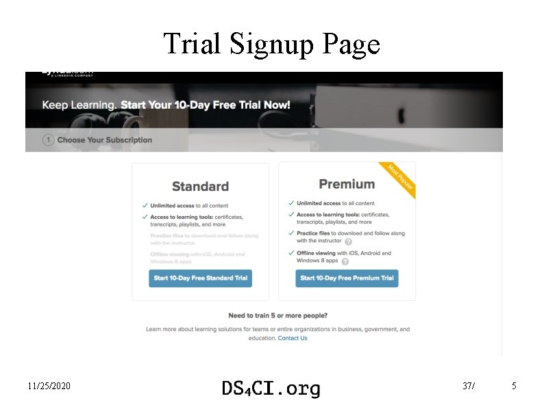 Trial Signup Page 11/25/2020 37/ 5 