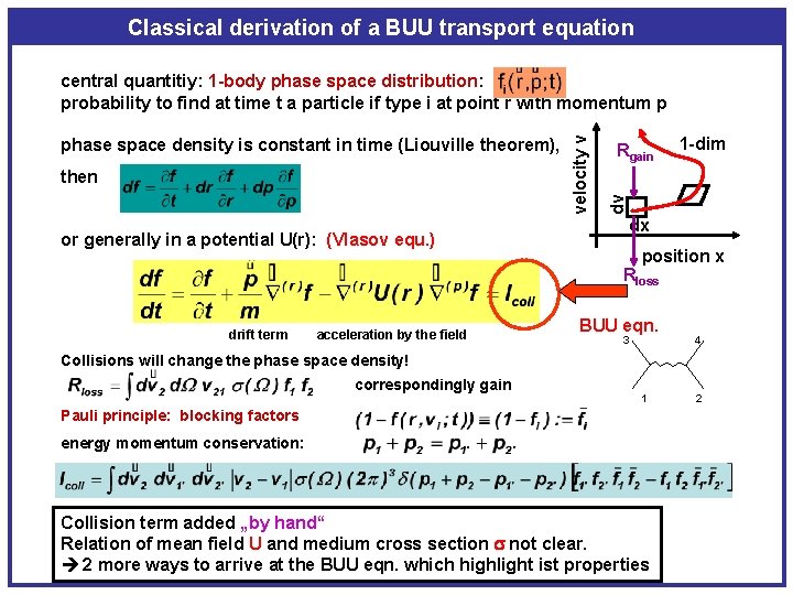 Classical derivation of a BUU transport equation then or generally in a potential U(r):