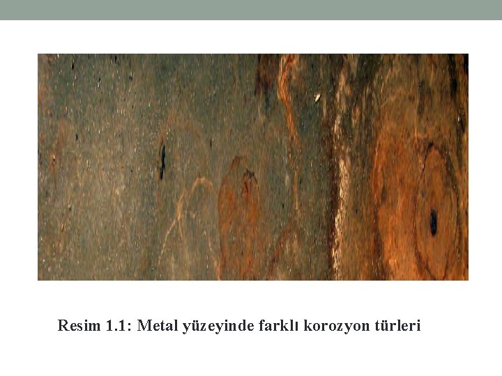 Resim 1. 1: Metal yüzeyinde farklı korozyon türleri Resim 1. 1: Metal yüzeyinde farklı korozyon türleri