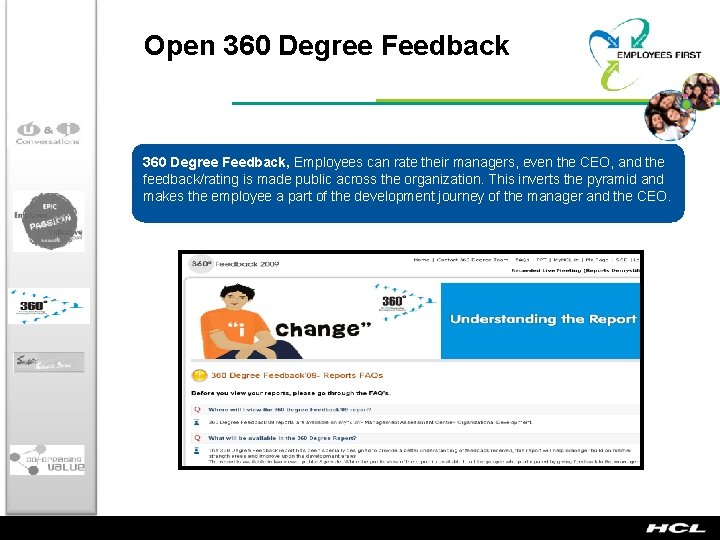 Open 360 Degree Feedback, Employees can rate their managers, even the CEO, and the