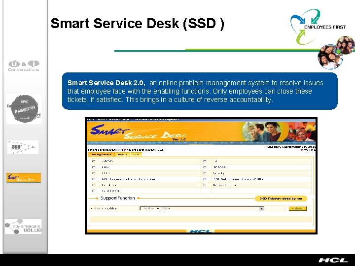 Smart Service Desk (SSD ) Smart Service Desk 2. 0, an online problem management