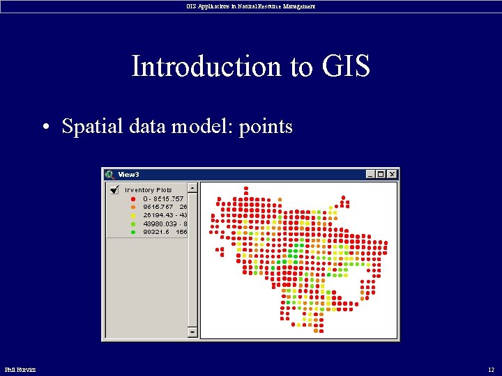 GIS Applications in Natural Resource Management Introduction to GIS • Spatial data model: points